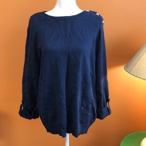 Karen Scott Button shoulder Sweater top Blue XL